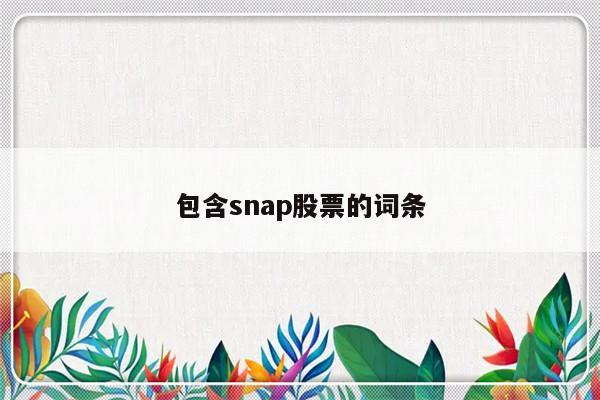 包含snap股票的词条