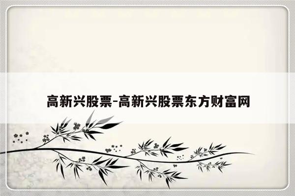 高新兴股票-高新兴股票东方财富网