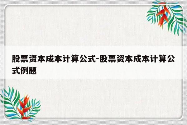 股票资本成本计算公式-股票资本成本计算公式例题